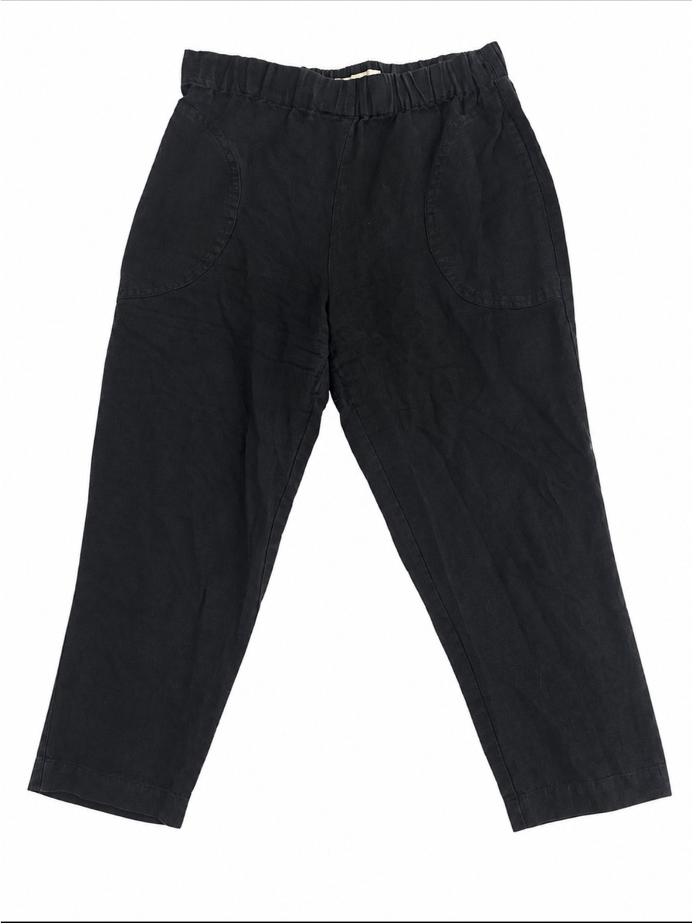 notPERFECTLINEN Black Cropped Linen Pants Size Medium